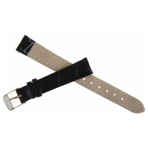 фото Market-space ремешок для часов, 14 мм, экокожа, фактура рептилия, 19 см, черный magic store