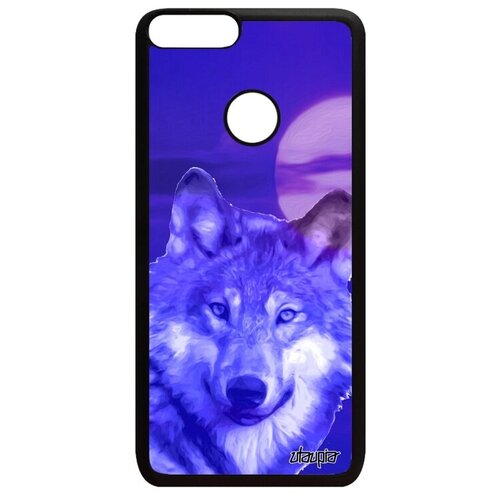 фото Яркий чехол для смартфона // huawei p smart 2018 // "дикий волк" дизайн лютый, utaupia, фиолетовый