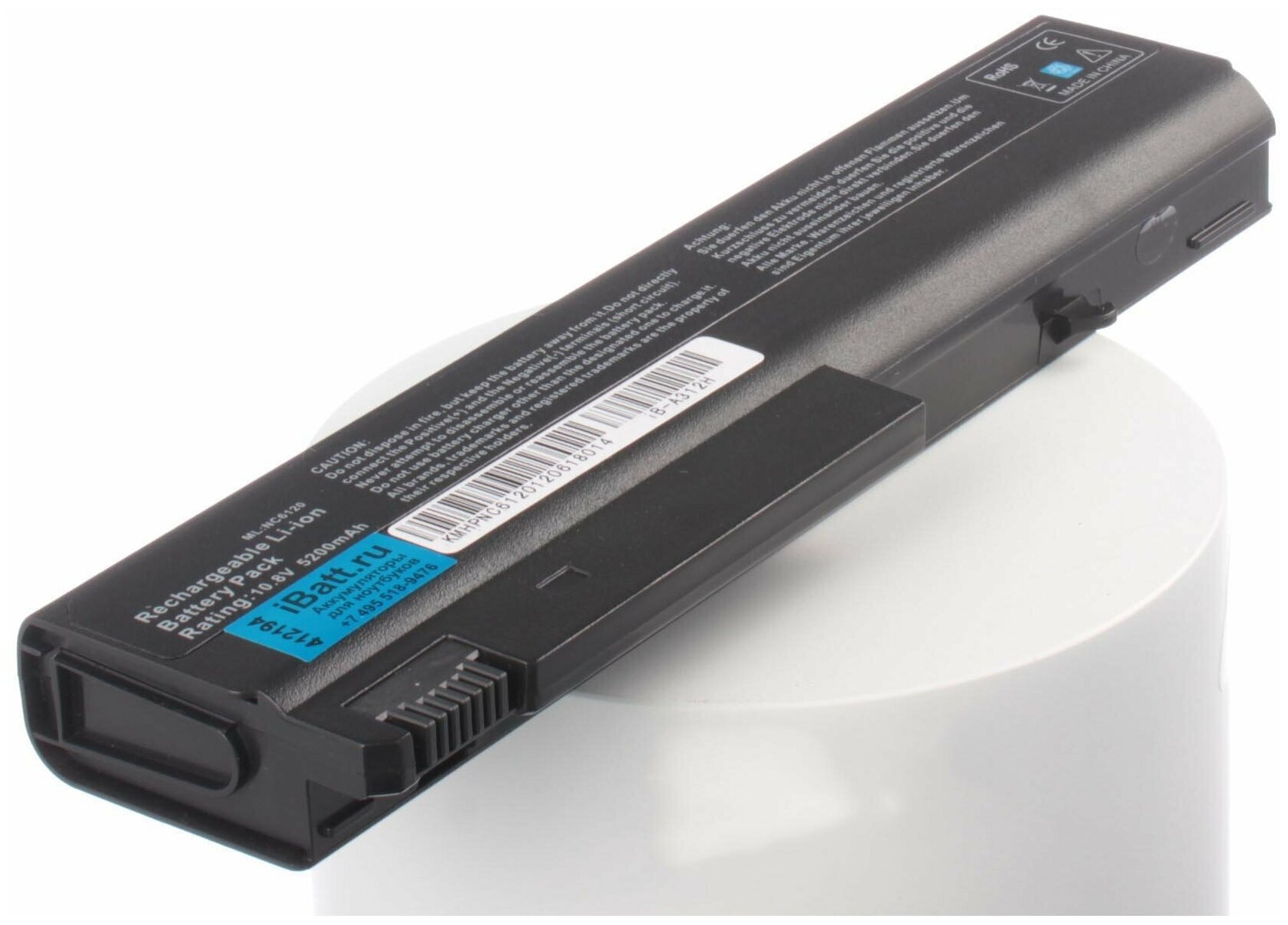 Аккумуляторная батарея iBatt iB-U1-A312H 5200mAh для HP-Compaq nx6110, 6910p, nx6310, 6710b, 6510b, nc6320, nc6220, 6715s, nc6400, nc6120, nx6125, 6715b, 6710s, nx6325, nx6200, nx5100, nc6100, nx6120, 6515b, nc6210, nx6300, nc6200, nx6320, nc6110