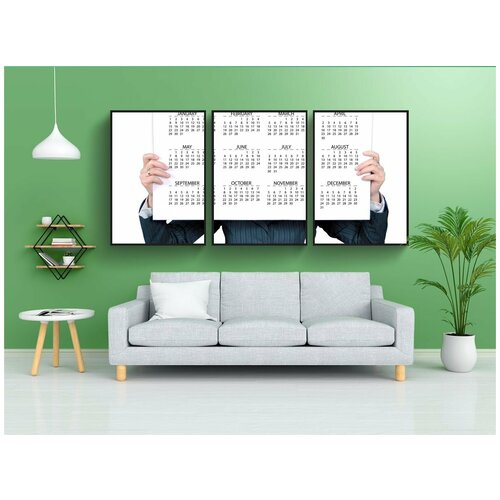 фото Набор модулных постеров для интерьера "повестка дня, календарь, женщина" 60x90 см. в тубусе, без рамки lotsprints