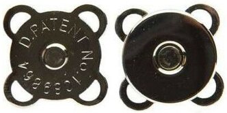 Кнопка магнитная пришивная, цвет черный никель, 15 мм, арт. 69021 (4 штуки)