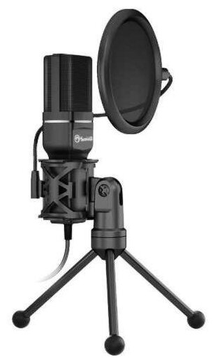 Микрофон игровой Marvo MIC-03 всенаправленный, на триподе, проводной 1.5 м, с встроенной звуковой картой, черный