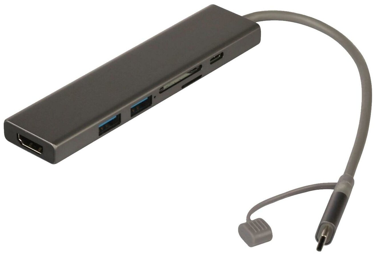 Док-станция Qumo Dock 7 (HB-0008) Type-C HDMI 4 USB 30 Space grey