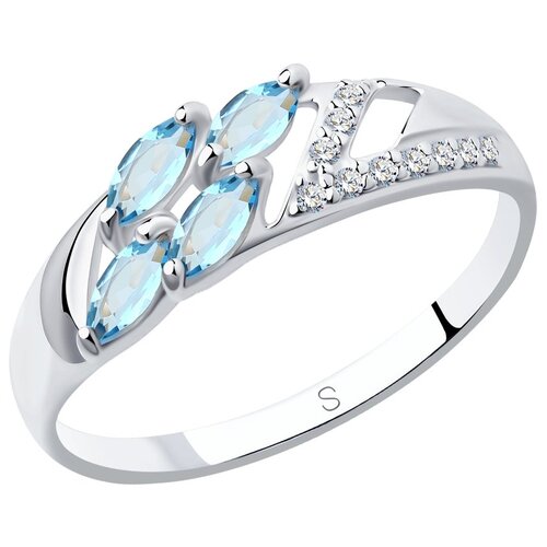 фото Sokolov кольцо из серебра с топазами и фианитами 92011641, размер 18.5