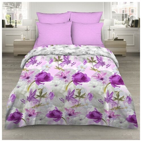 фото Постельное бельё 2 сп. «василиса» лиловая дымка 175х215 см, 200х220 см, 70х70 см - 2 шт.