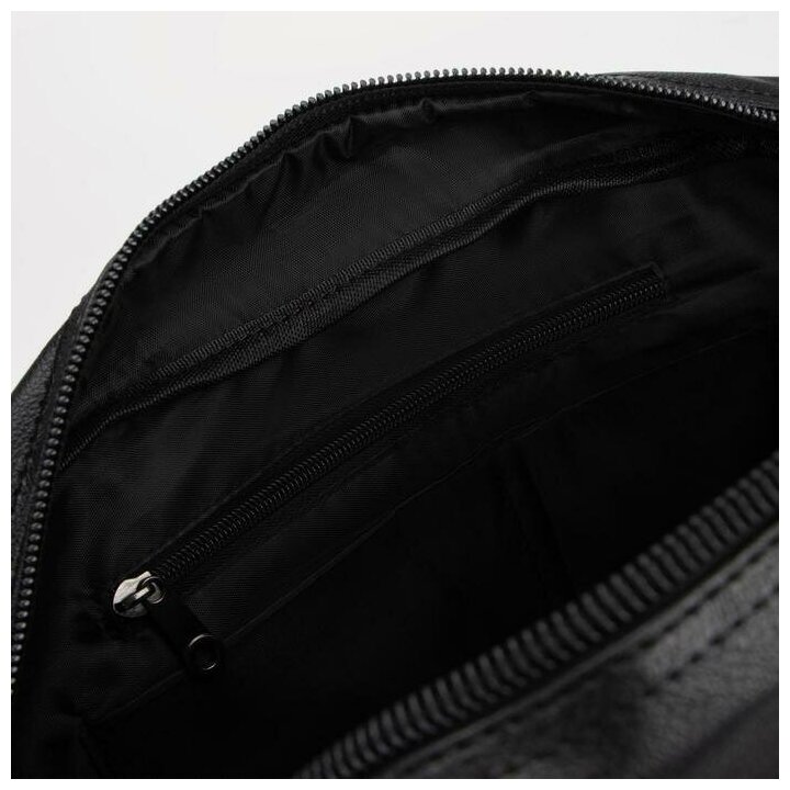 Сумка дорожная на молнии, 4 наружных кармана, длинный ремень, цвет чёрный - фотография № 3