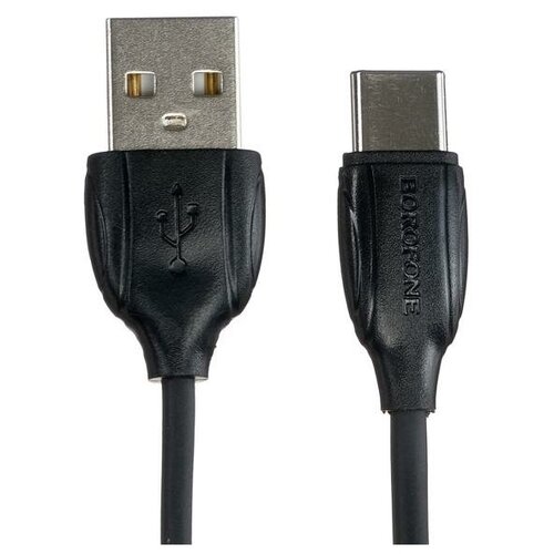 кабель usb borofone bx19 benefit usb lightning 1 3а 1м черный Кабель Borofone BX19, Type-C - USB, 3 A, 1 м, черный
