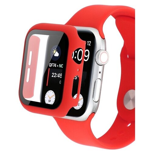 Защитное стекло для Apple Watch 38mm Lanxiu 3D Full cover с защищенными краями красное