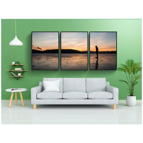 фото Набор модулных постеров для интерьера "катание на коньках, лед, зима" 60x90 см. в тубусе, без рамки lotsprints