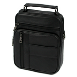 Мужская сумка черная планшет через плечо из натуральной кожи кросс-боди - изображение