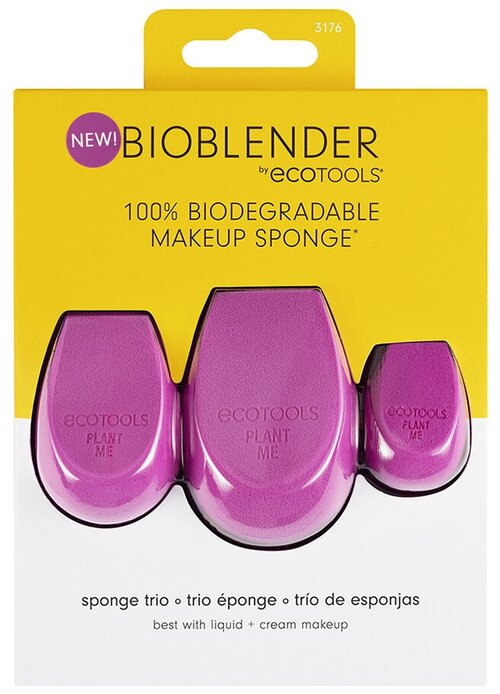 Набор биоразлагаемых спонжей для макияжа EcoTools Bioblender Makeup Sponge Trio, 3шт.