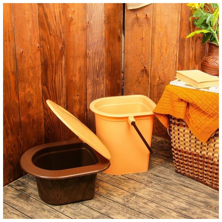 Ведро-туалет, h = 40 см, 17 л, со съёмным горшком, коричневое (1шт.) - фотография № 7