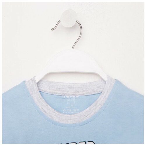 фото Комплект для мальчика (шорты, футболка) , цвет голубой/т синий, рост 98 см нет бренда