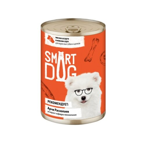 Smart Dog консервы Консервы для взрослых собак и щенков мясное ассорти в нежном соусе 22ел16 43745, 0,24 кг (34 шт)