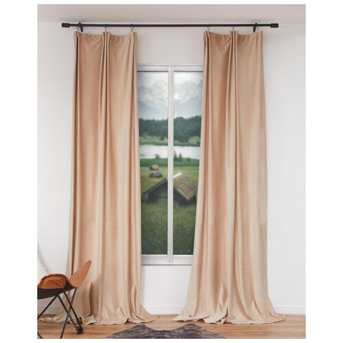 Комплект штор HOLLAND вельвет, 150х270см, однотонный бежевый, 2шт, 6176928, 1 шт