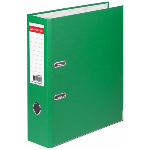 BRAUBERG папка-регистратор А4 с покрытием из ПВХ и уголком, 80 мм, зеленый