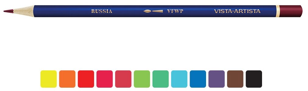 Набор цветных акварельных карандашей "VISTA-ARTISTA" Fine VFWP-12 заточенный 12 цветов