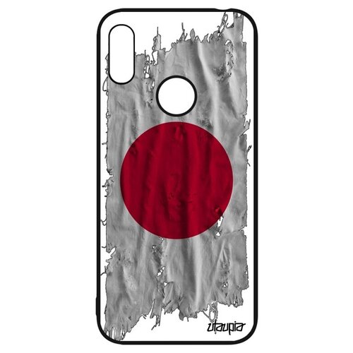 фото Противоударный чехол на мобильный // huawei y6 2019 // "флаг японии на ткани" страна патриот, utaupia, белый