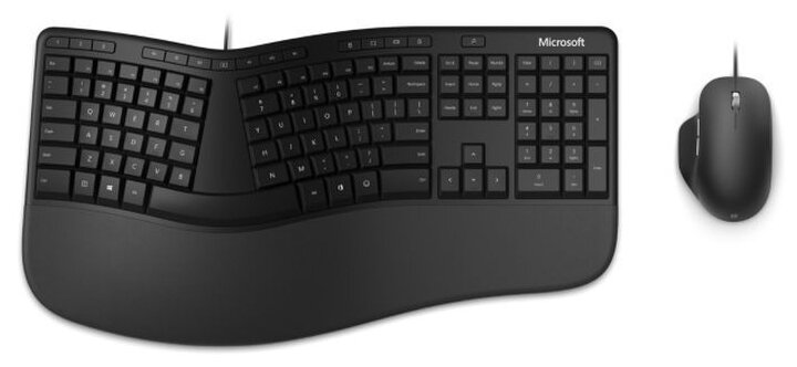 Комплект клавиатура + мышь Microsoft Ergonomic Desktop for Business, черный, английская/русская