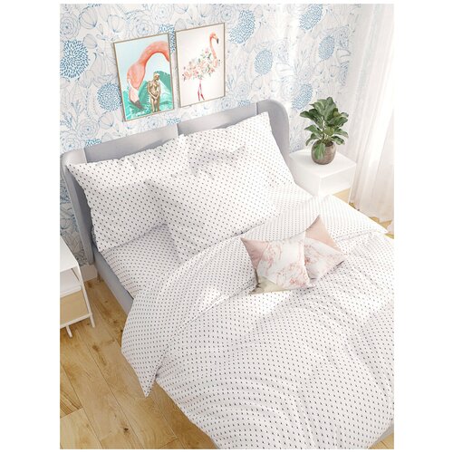 фото Постельное белье сказка "фламинго" семейное наволочка 50х70 см 2 шт простынь на резинке 160х200 см пододеяльник 145х215 см(2шт)