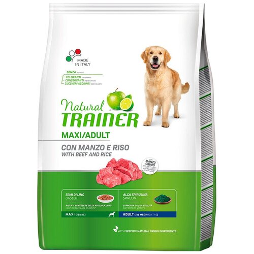 Корм сухой для собак NATURAL TRAINER MAXI ADULT корм для вз. собак крупных пород с говядина и рисом, 12 кг