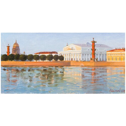 фото Картина маслом "ростральные колонны" леснов русская живопись