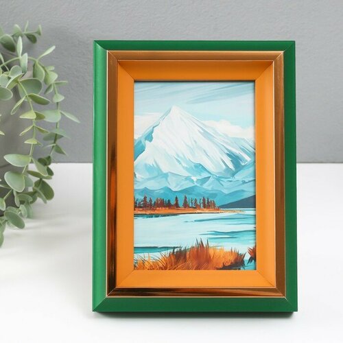 Фоторамка пластик 10х15 см Стефания зеленая с золотым 44х15х20 см 784₽