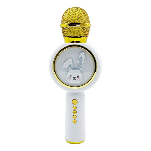 Микрофон караоке детский беспроводной, белый зайка детский беспроводной блютуз микрофон для караоке к5 оранжевый