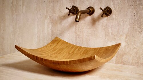 Бамбуковая раковина для ванной Sheerdecor Escale 032600011 из коричневого бамбука