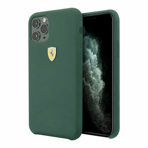 Чехол Ferrari для iPhone 11 Pro On-Track Silicone case Hard Midnight green, цвет Зеленый (FESSIHCN58MG)