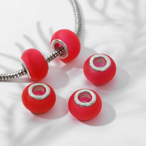 Бусина Матовый стиль под фосфорный агат цвет розовый в серебре 262₽