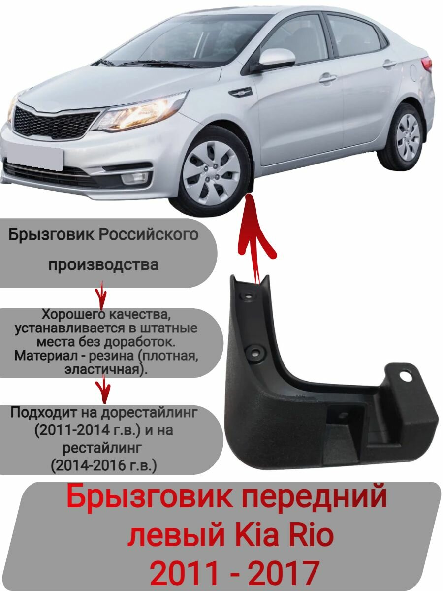 Брызговик передний левый Kia Rio 2011-2017