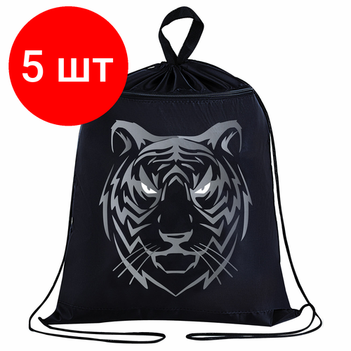 Комплект 5 шт Мешок для обуви BRAUBERG с петлёй карман на молнии 47х37 см Tiger 271610 2082₽