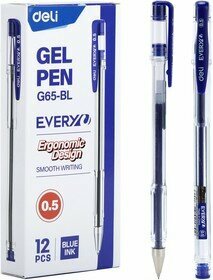 Ручка Deli гелев. EveryU прозрачный d=0.5мм син. черн.