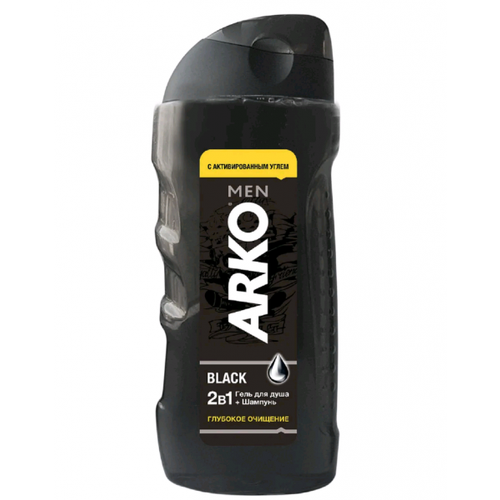 Arko Men Black Гель для душашампунь 2 в 1 глубокое очищение с активированным углем 250 мл 772₽