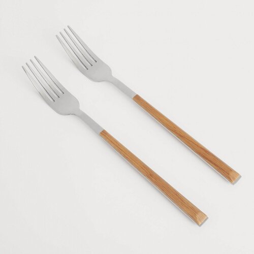 Изображение товара Вилка столовая, Kuchenland, 2 шт, сталь/пластик, коричневая, Prague