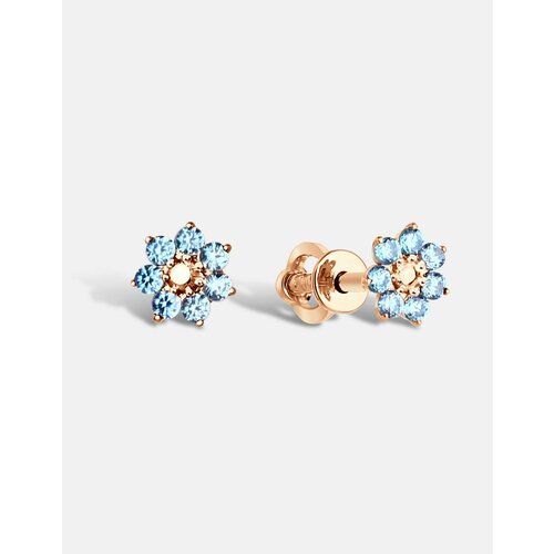 Серьги пусеты DIALVI JEWELRY красное золото 585 проба фианит голубой 18067₽