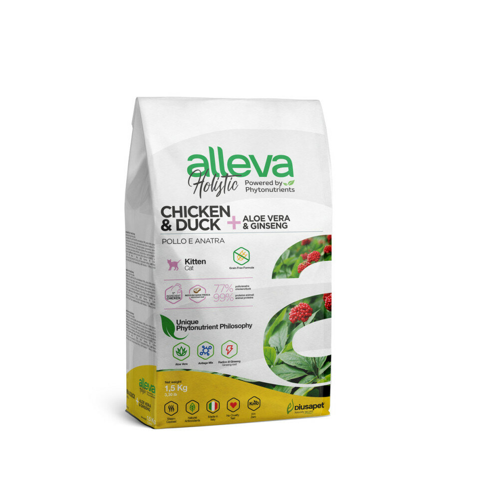 Сухой корм для кошек Alleva Holistic Kitten с курицей и уткой 1,5 кг - фото №7