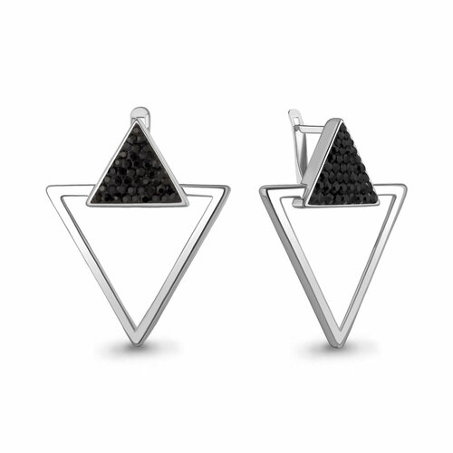 фото Серьги яхонт, серебро, 925 проба, кристалл, , черный