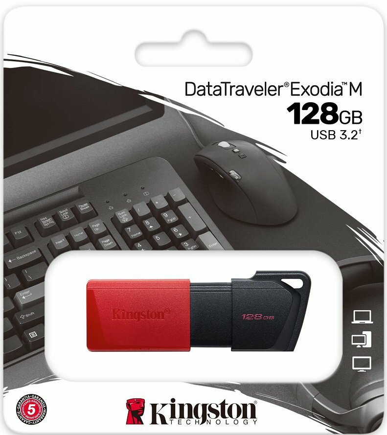 USB Flash Drive 128Gb - Kingston USB 3.2 Gen 1 DataTraveler Exodia M Black-Red DTXM/128GB