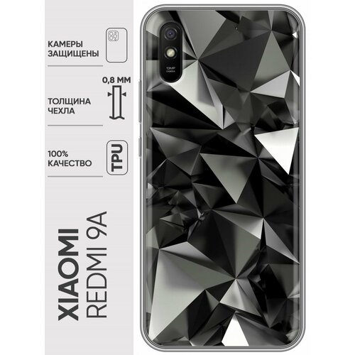 Дизайнерский силиконовый чехол для Редми 9А / Xiaomi RedMi 9A Черные кристаллы силиконовый чехол цветы с узором на xiaomi redmi 9a