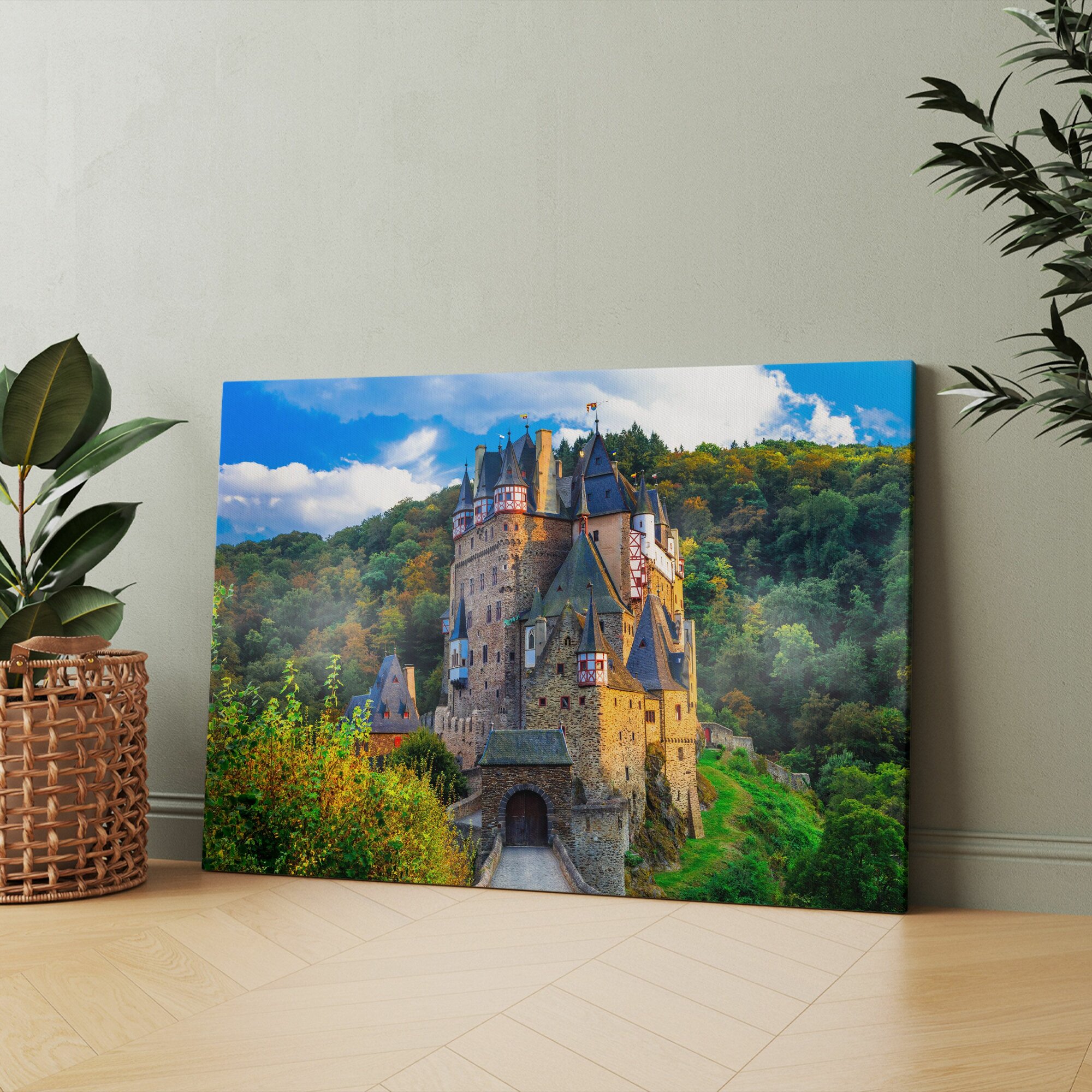 Картина на холсте (замок эльц бург германия осень в немецкий) 20x30 см/для интерьера/в комнату/на стену/в подарок