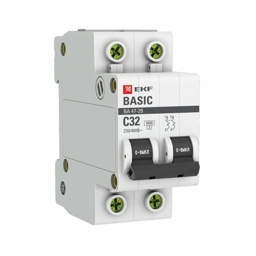 фото Автоматический выключатель EKF Basic BA47-29 2P C32 А 4.5 кА mcb4729-2-32C