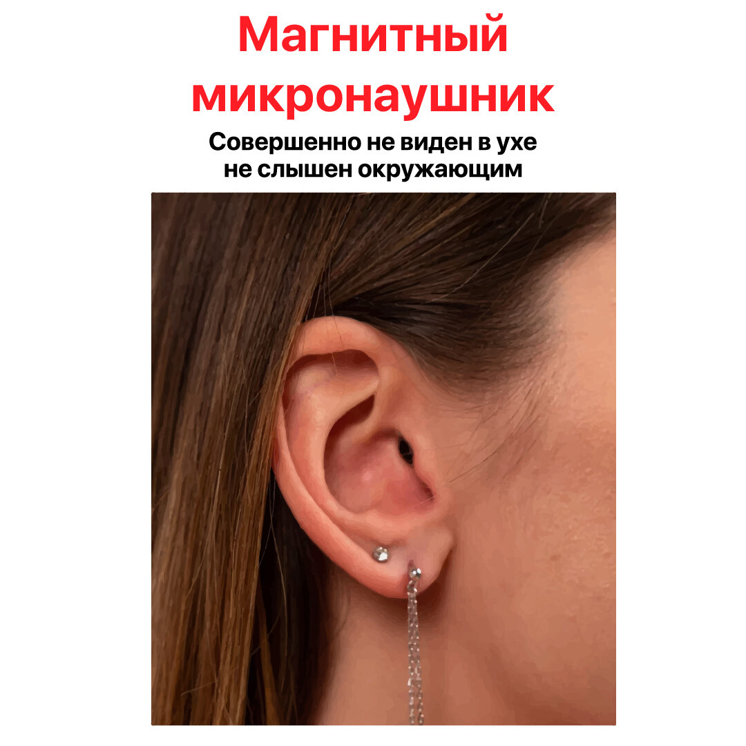 Микронаушник Nano City Магнитный Bluetooth Premium с Выводным микрофоном и Кнопкой пищалкой — фото 1