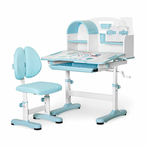 Растущий стол парта и стул детский набор Ergokids Fresco XL BD-33 синий
