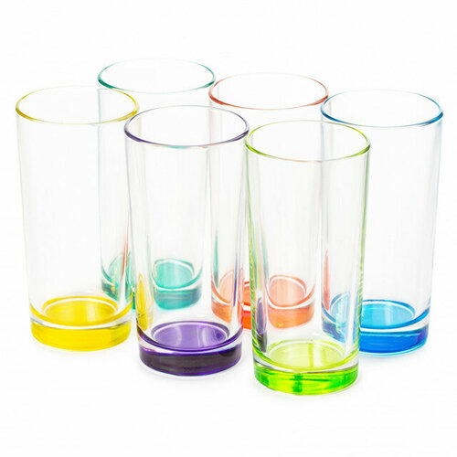 Стакан OSZ Гладкий 280мл высокий стекло цветное дно в ассортименте