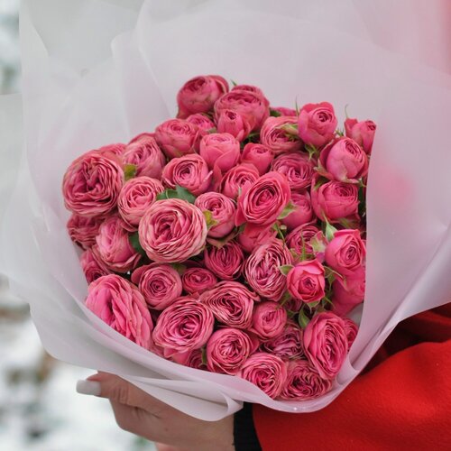 Изображение товара Букет из пионовидных кустовых роз "Romance" , красивый и яркий букет маме, девушке, любимой на праздник