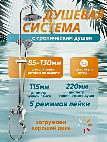 Изображение товара Душевая стойка с тропическим душем и смесителем CULTO LOKI SS01LOKI