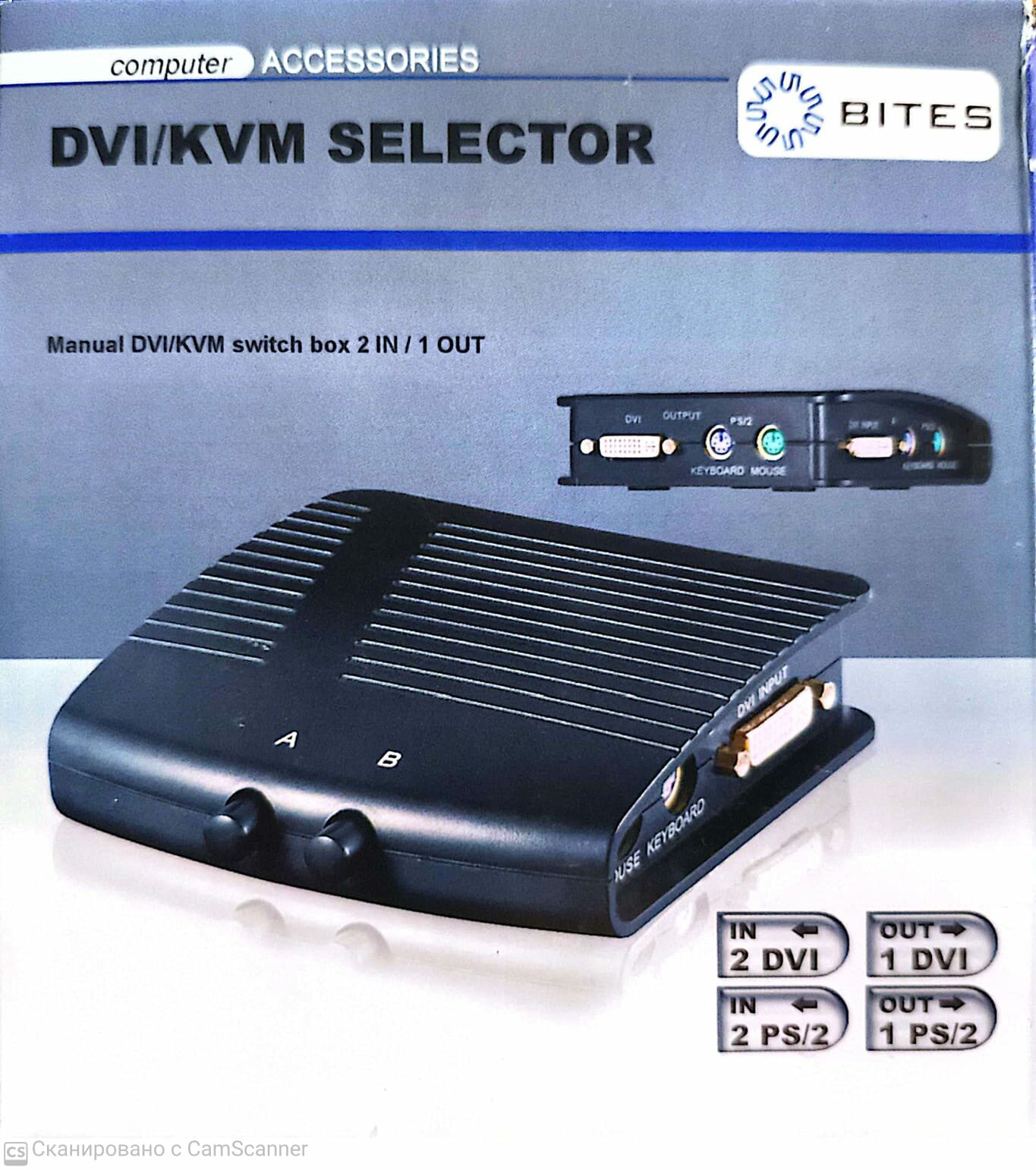 Переключатель 2/1 (DVI+PS/2) 5bites 