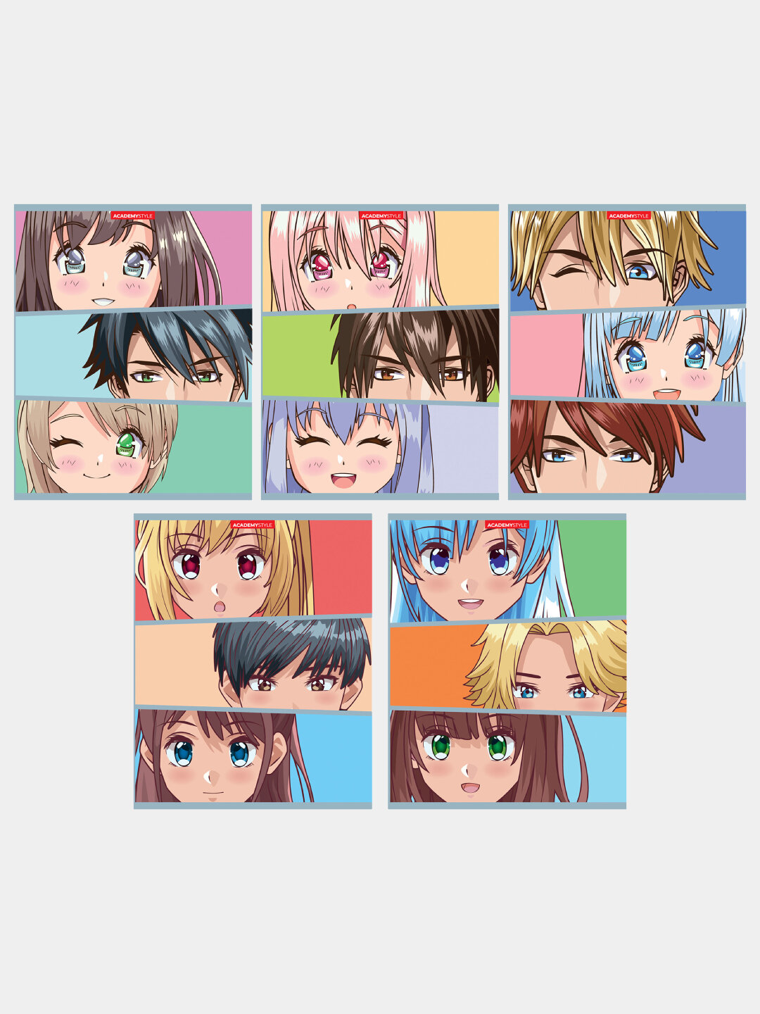 Тетрадь А5, 48 л, клетка, Аниме, 5шт